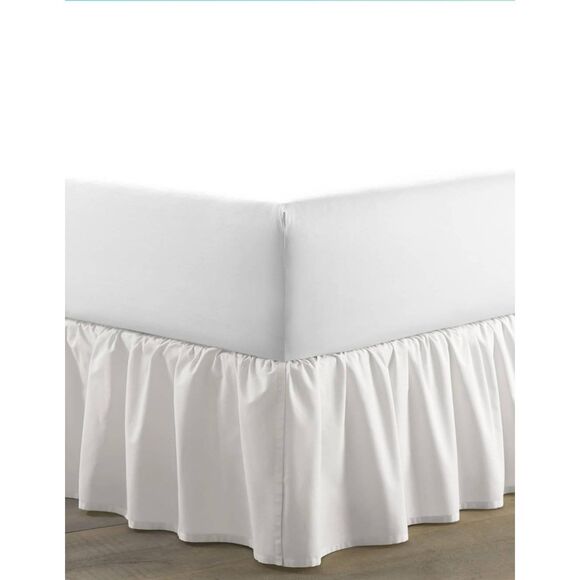 Laura Ashley Home Twin Size Solid White Ruffled Bedskirt - Picture 1 of 4